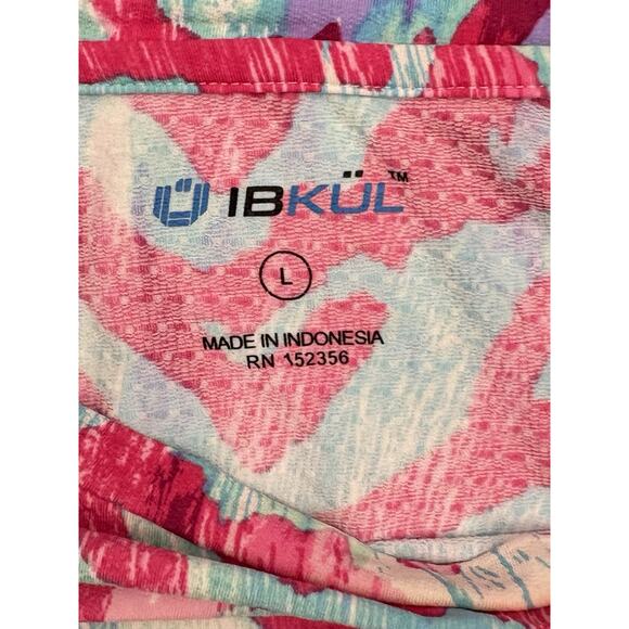 Ibkul Women’s UPF 50 Sun Shirt Pink Turquoise Long Sleeve Size Large Vented Arms - Picture 2 of 6